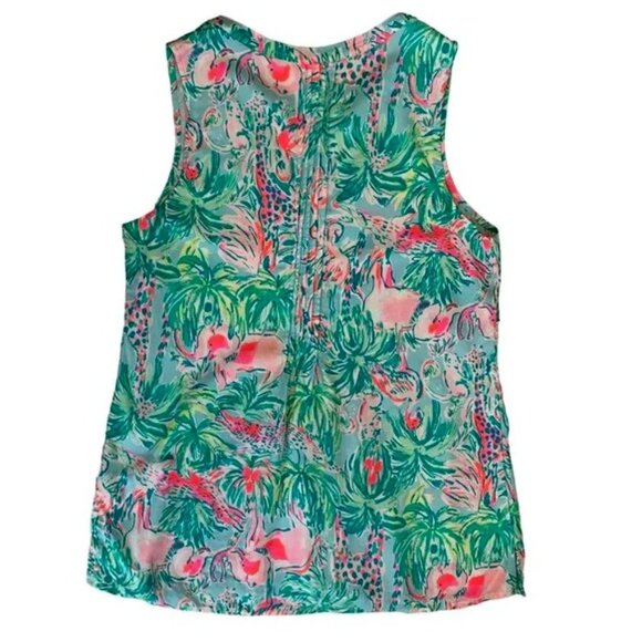 NWT Lilly Pulitzer XL Sleeveless Sarasota top in Seasalt Blue on Parade - Picture 3 of 5